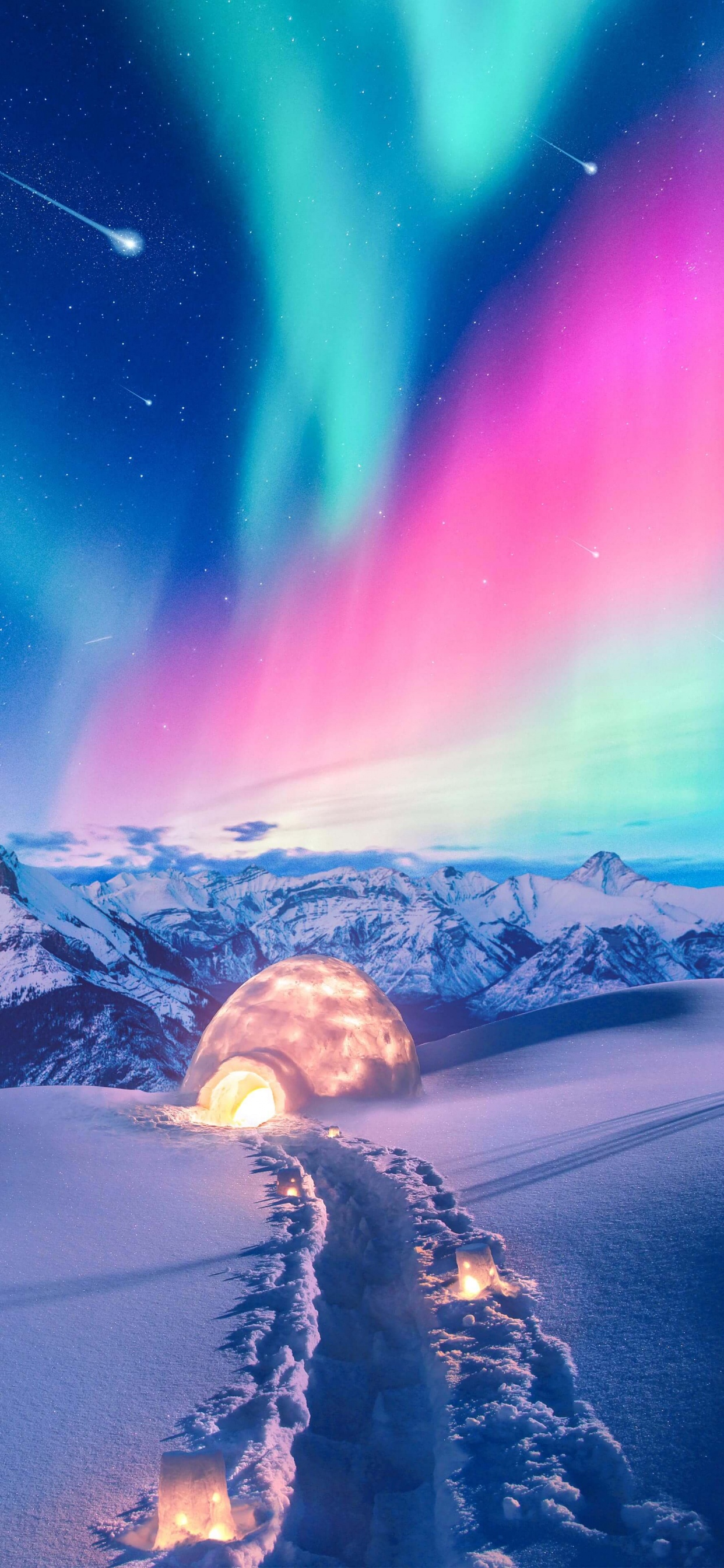 Обои Аврора, природа, свет, андроид, атмосфера в разрешении 1242x2688