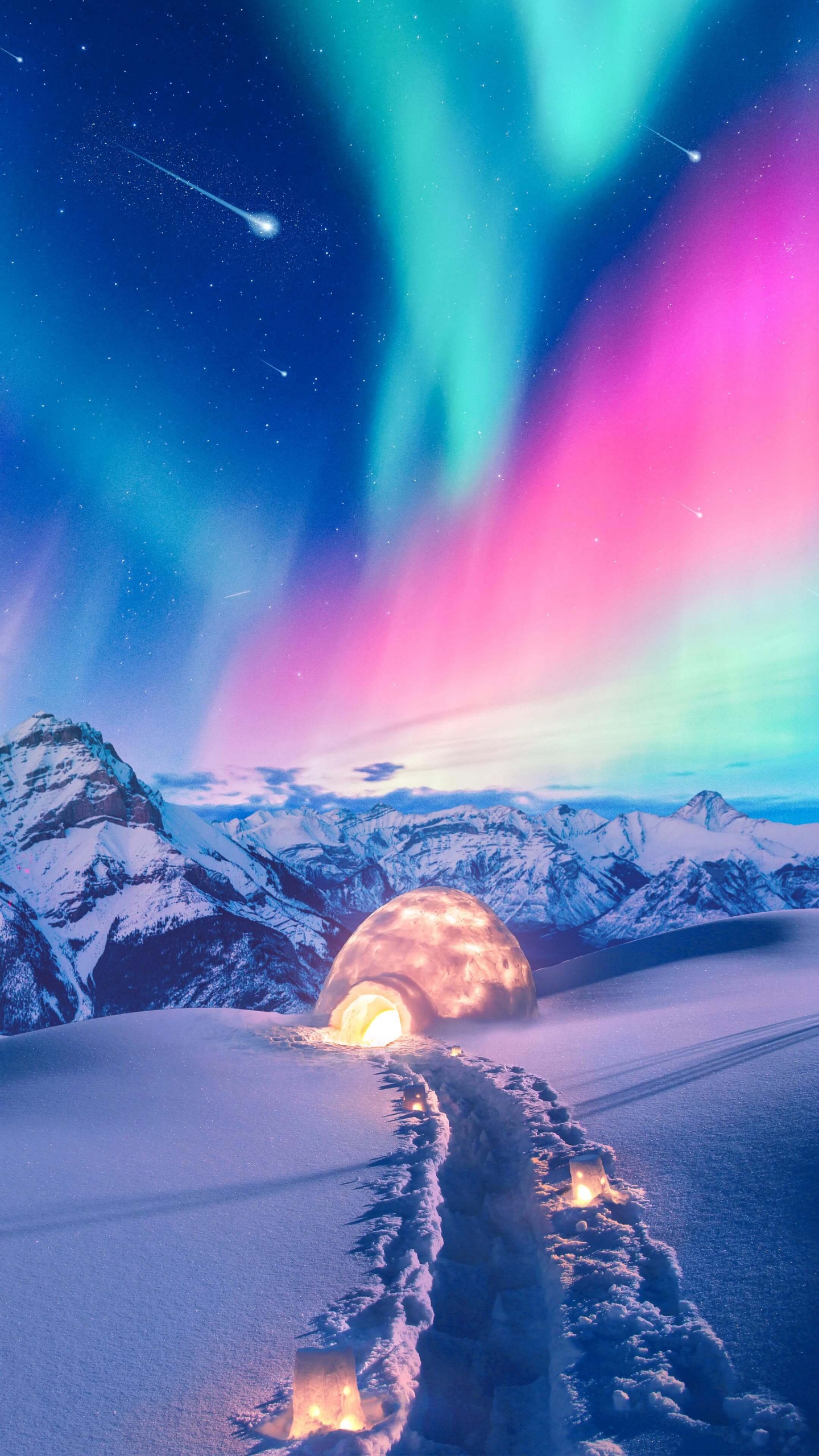 Обои Аврора, природа, свет, андроид, атмосфера в разрешении 1440x2560