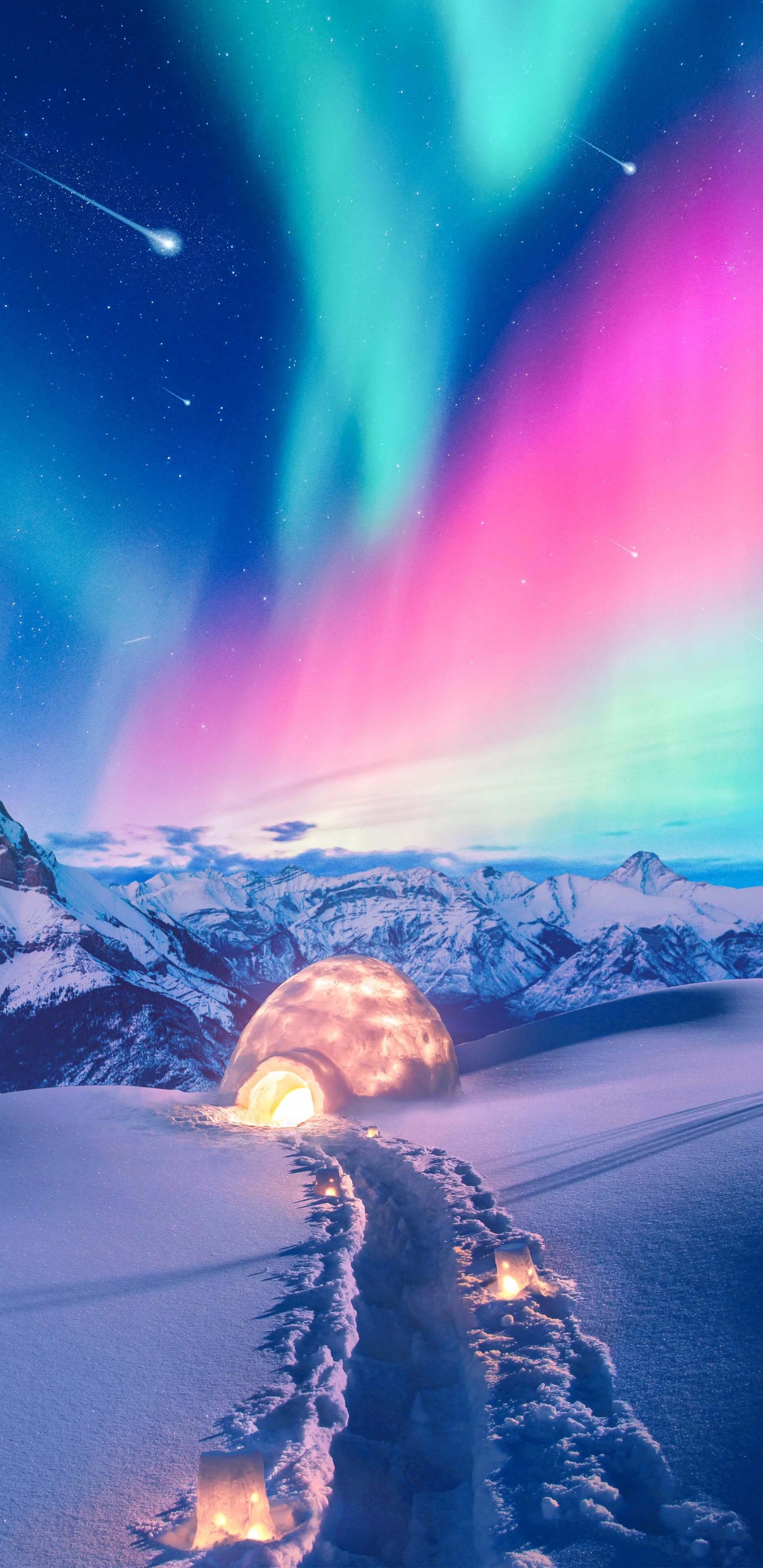 Обои Аврора, природа, свет, андроид, атмосфера в разрешении 1440x2960