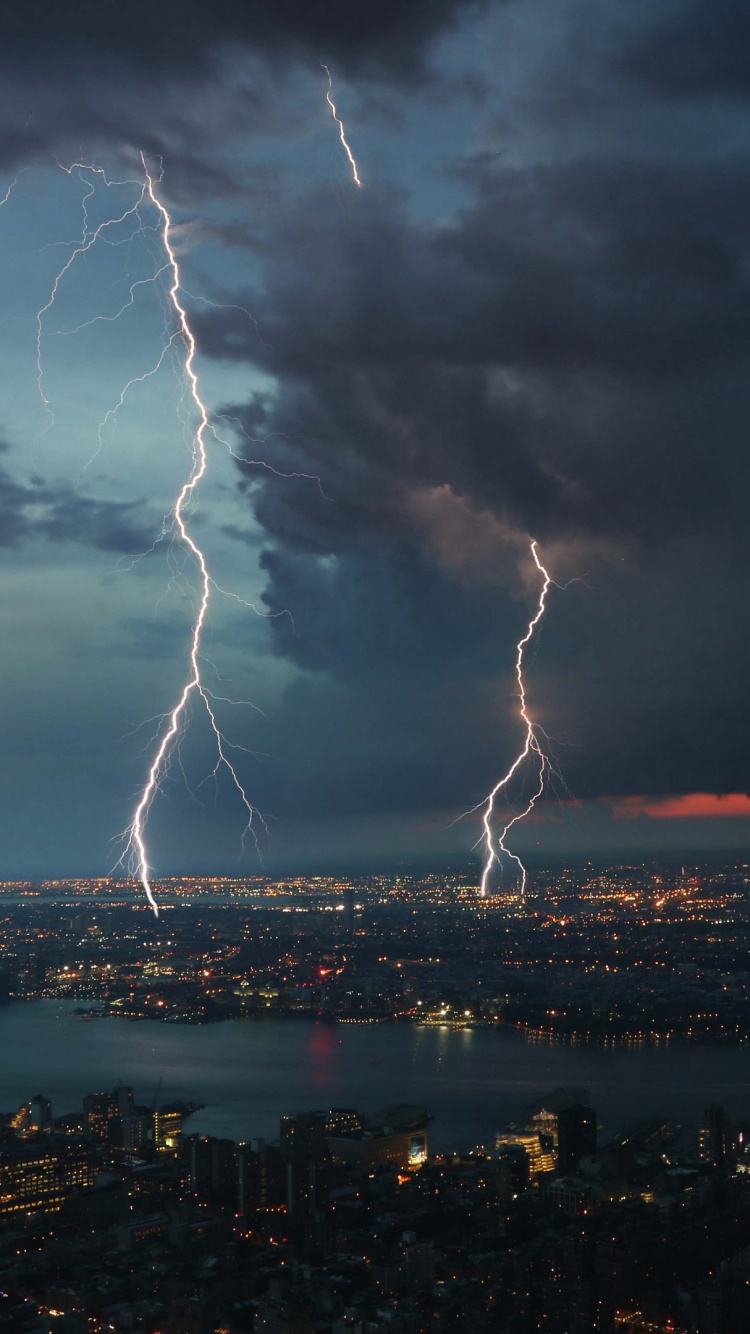 Обои Гроза, молния, гром, облако, буря в разрешении 750x1334
