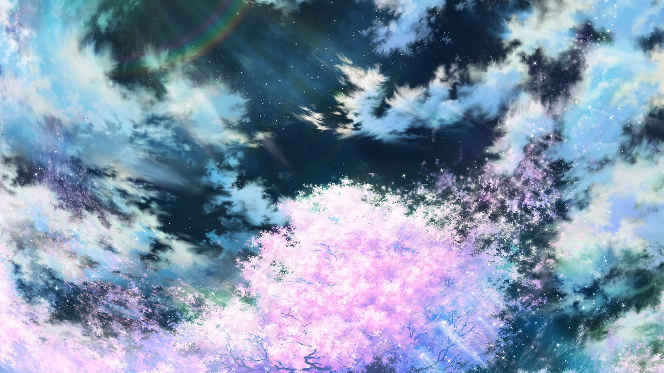 Обои аниме, театральные декорации, рисование, пейзаж, синий в разрешении 2560x1440