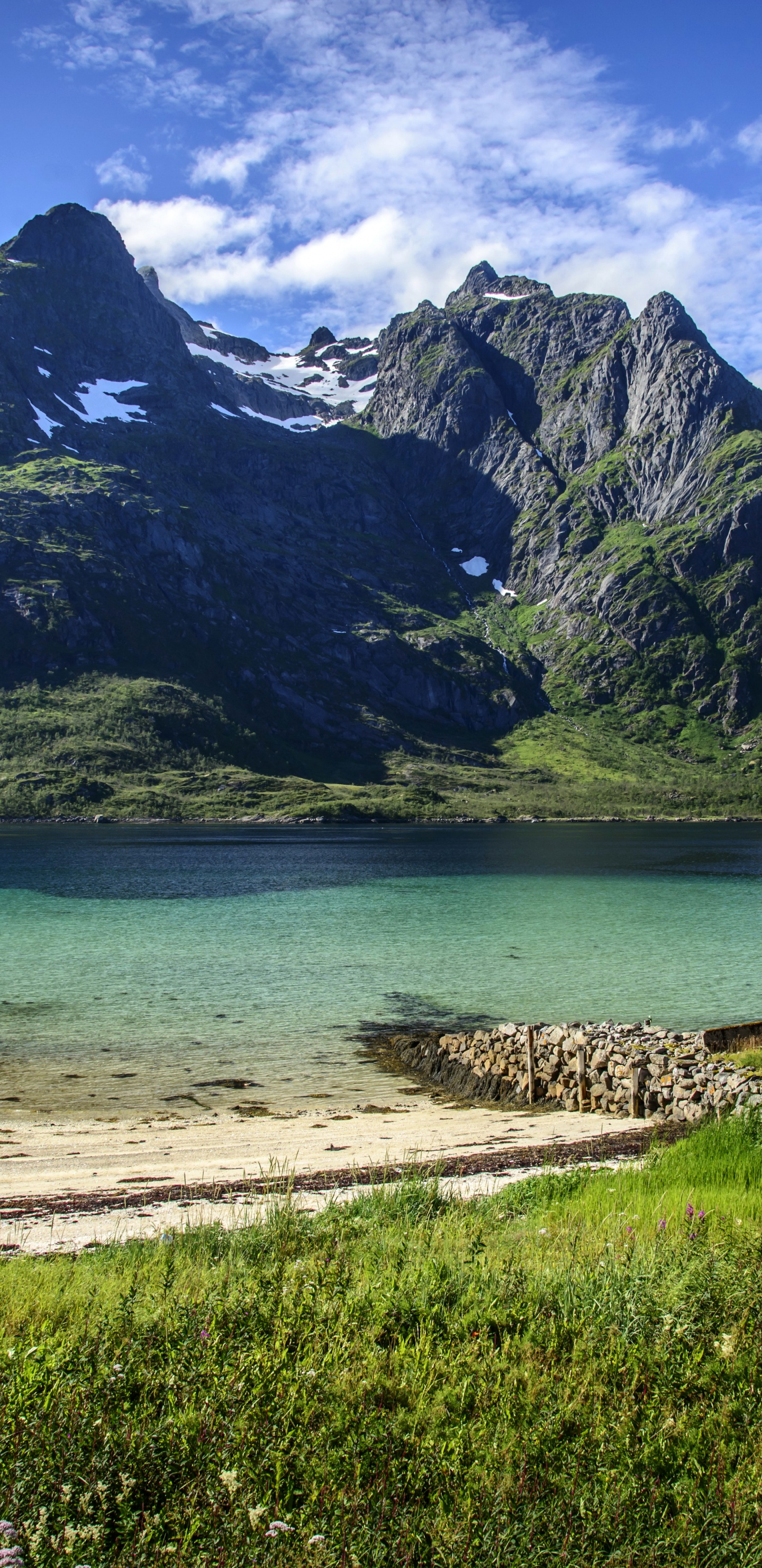 Обои Лофотен, Рафтсундет, гора, природа, фьорд в разрешении 1440x2960