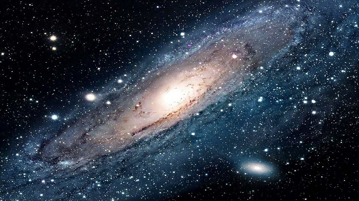 Обои Галактика, космическое пространство, спиральная Галактика, атмосфера, астрономический объект в разрешении 1366x768