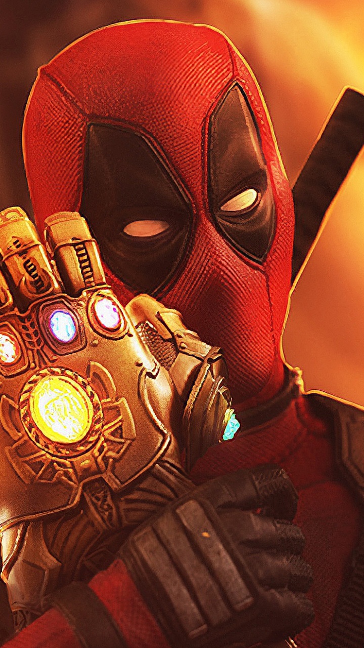 Обои дэдпул, Железный человек, Бесконечность Gauntlet, графический дизайн, супергерой в разрешении 720x1280