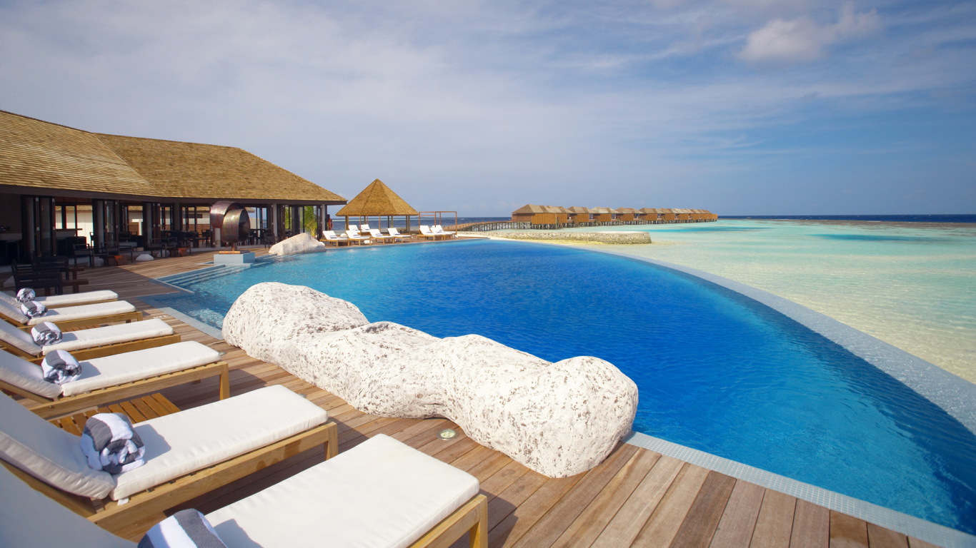 Обои прибежище, пляж, плавательный бассейн, отпуск, спа в разрешении 1366x768