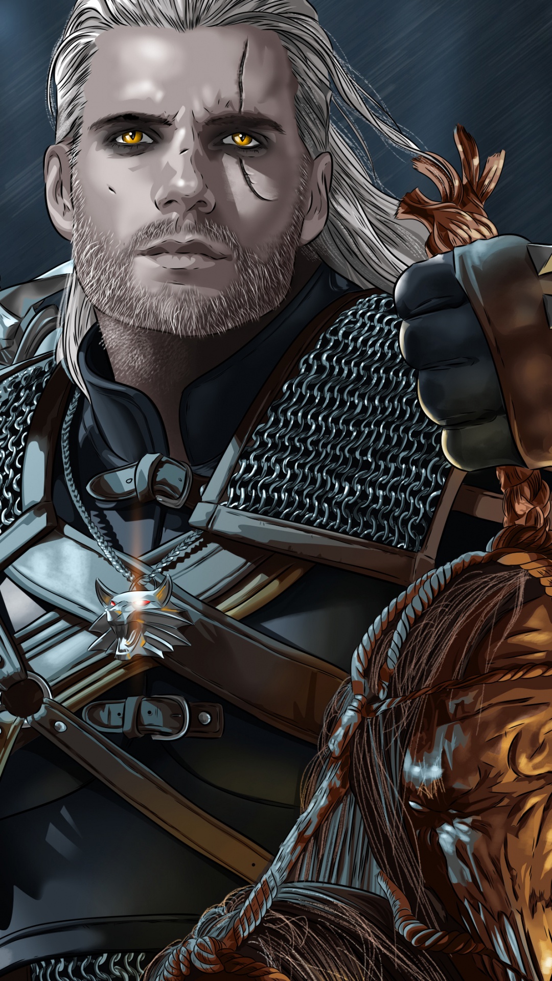 Обои Геральт из ривии, Генри кавилл, Ведьмак, компьютерная игра, игры в разрешении 1080x1920