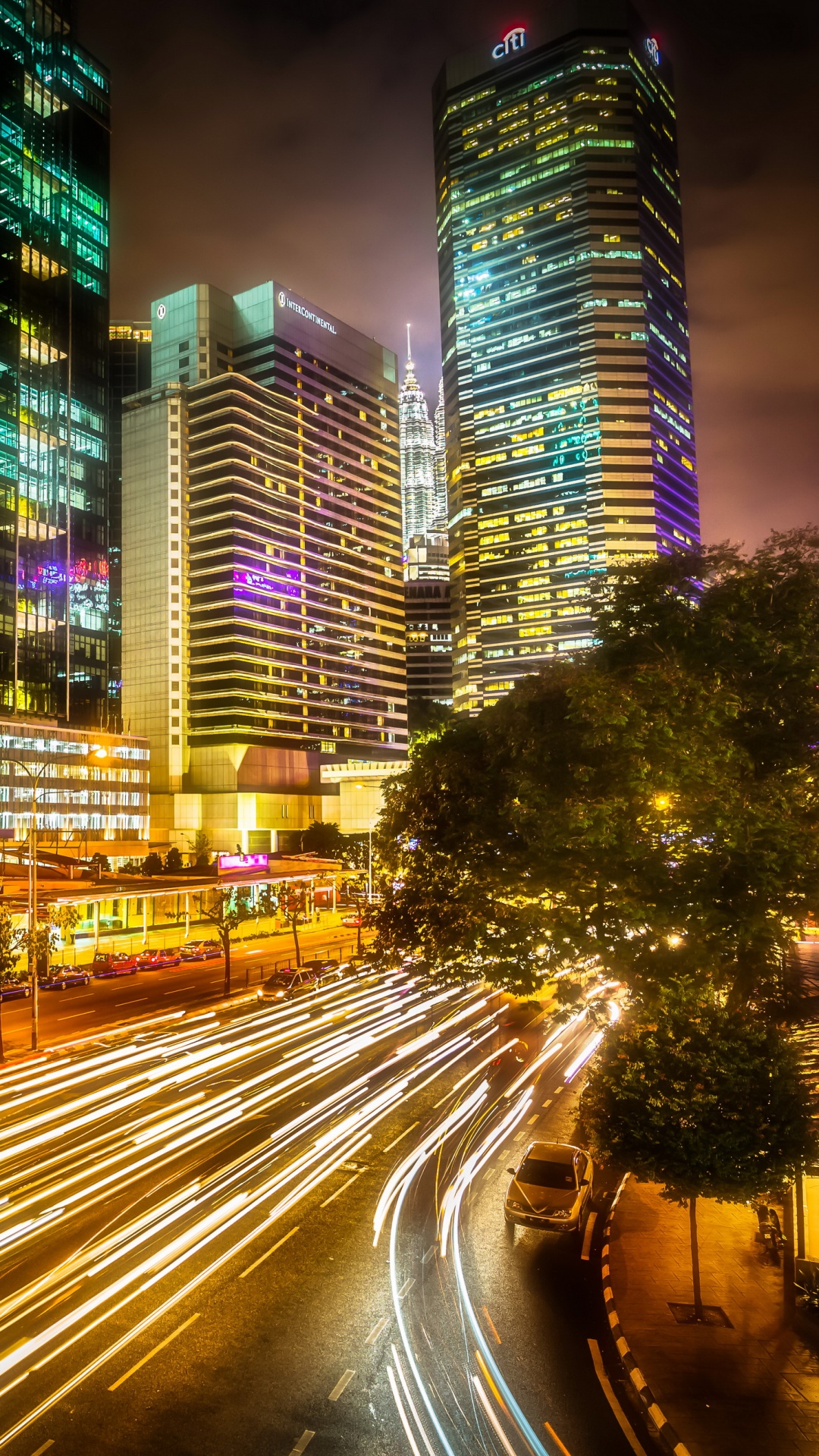 Обои город, ночь, городской пейзаж, метрополия, городской район в разрешении 1080x1920