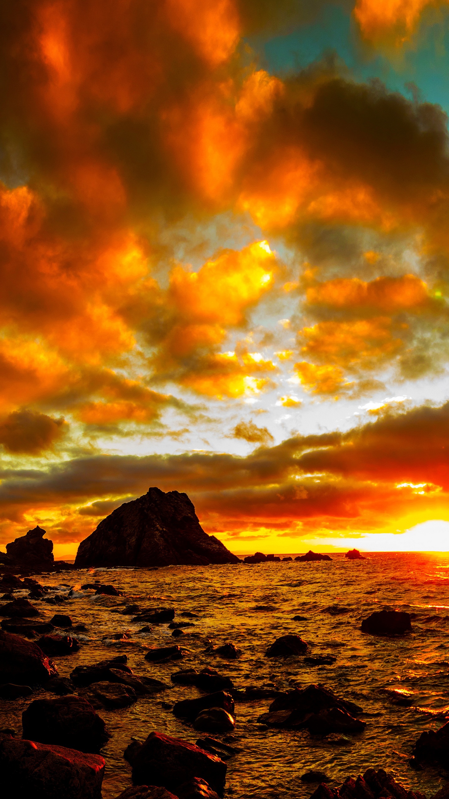 Обои закат, восход солнца, горизонт, природа, послесвечение в разрешении 1440x2560