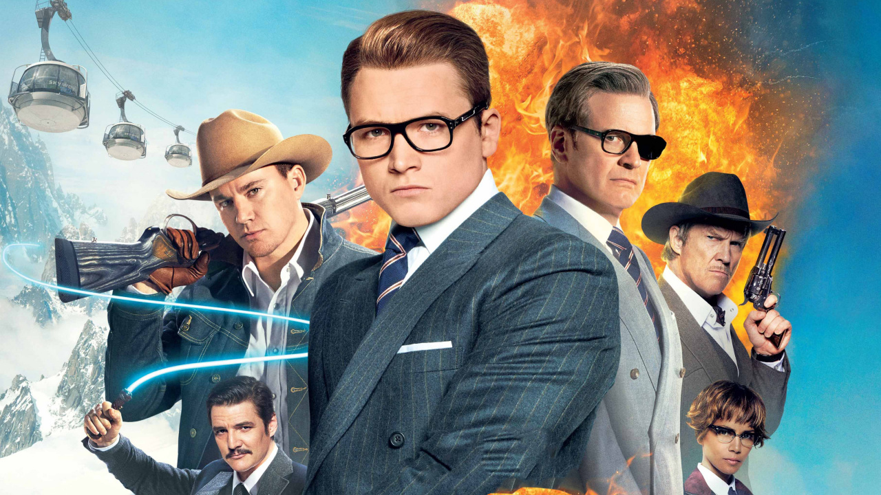 Обои Кингсман Золотой Круг, Мэттью Вон, Тарон Эгертон, Гэри Эггзи Анвин, Кингсман Секретная Служба в разрешении 1280x720