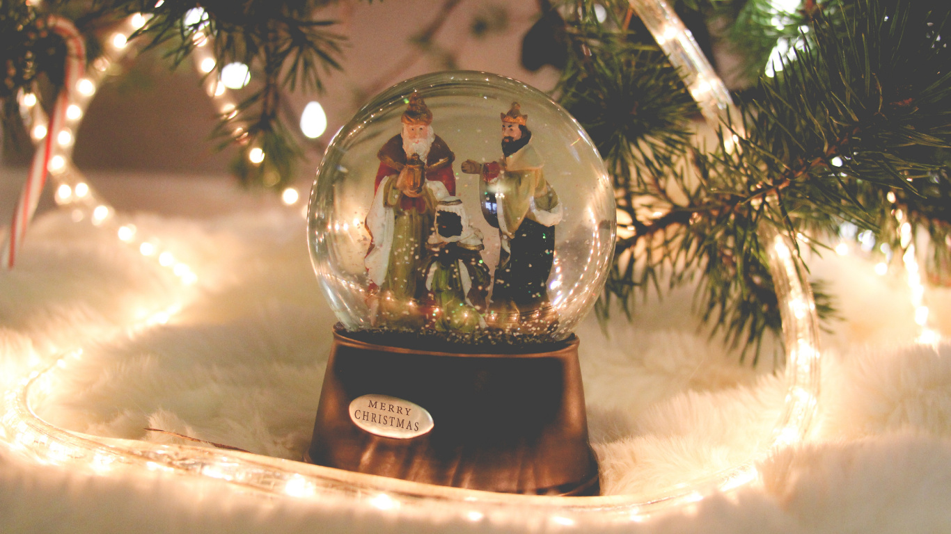 Обои Новый год, праздник, праздничный орнамент, Снеговик, орнамент в разрешении 1366x768