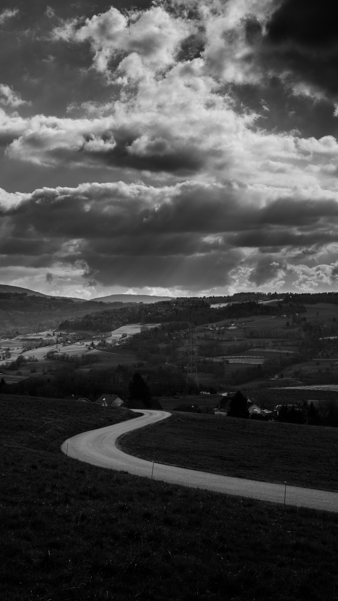 Обои черный и белый, черный, белые, облако, монохромный в разрешении 1080x1920