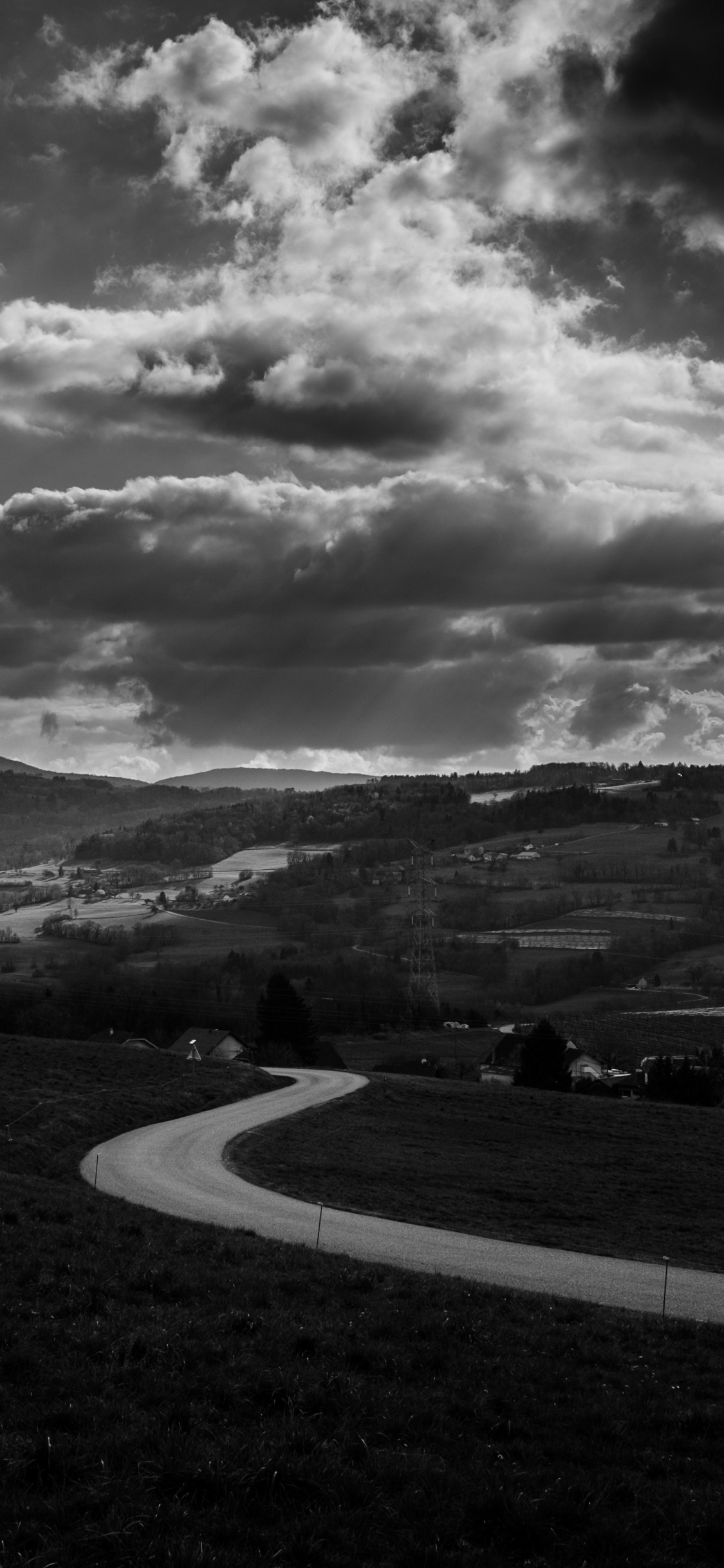 Обои черный и белый, черный, белые, облако, монохромный в разрешении 1125x2436