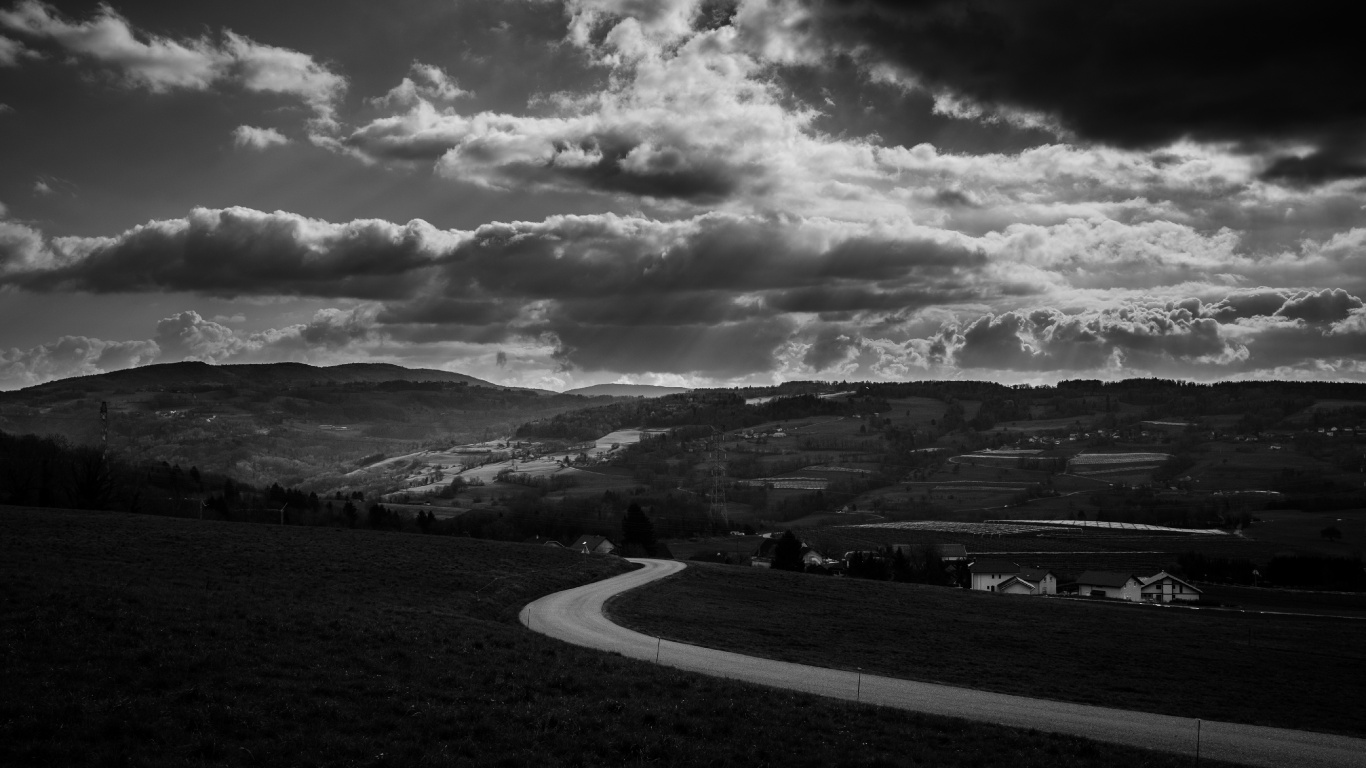 Обои черный и белый, черный, белые, облако, монохромный в разрешении 1366x768