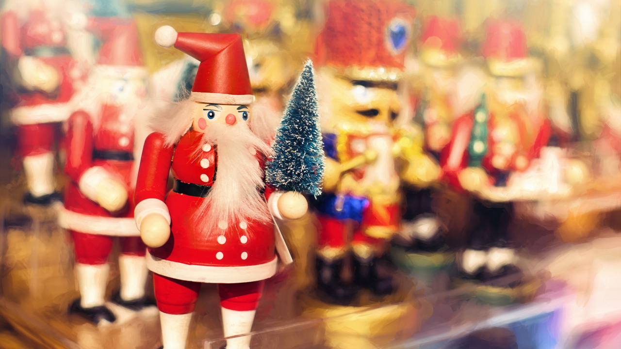 Обои Щелкунчик кукла, Рождественский день, Санта-Клаус, Щелкунчик, игрушка в разрешении 1280x720