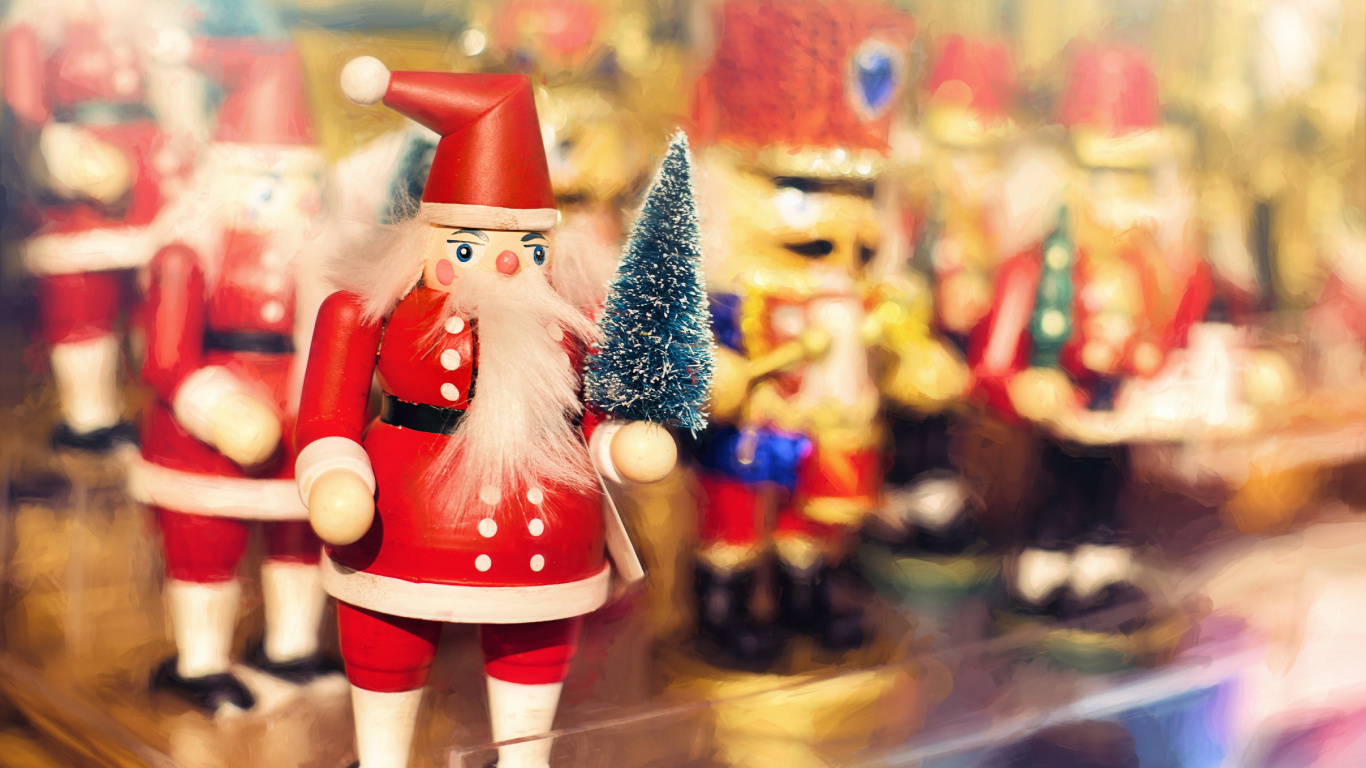 Обои Щелкунчик кукла, Рождественский день, Санта-Клаус, Щелкунчик, игрушка в разрешении 1366x768