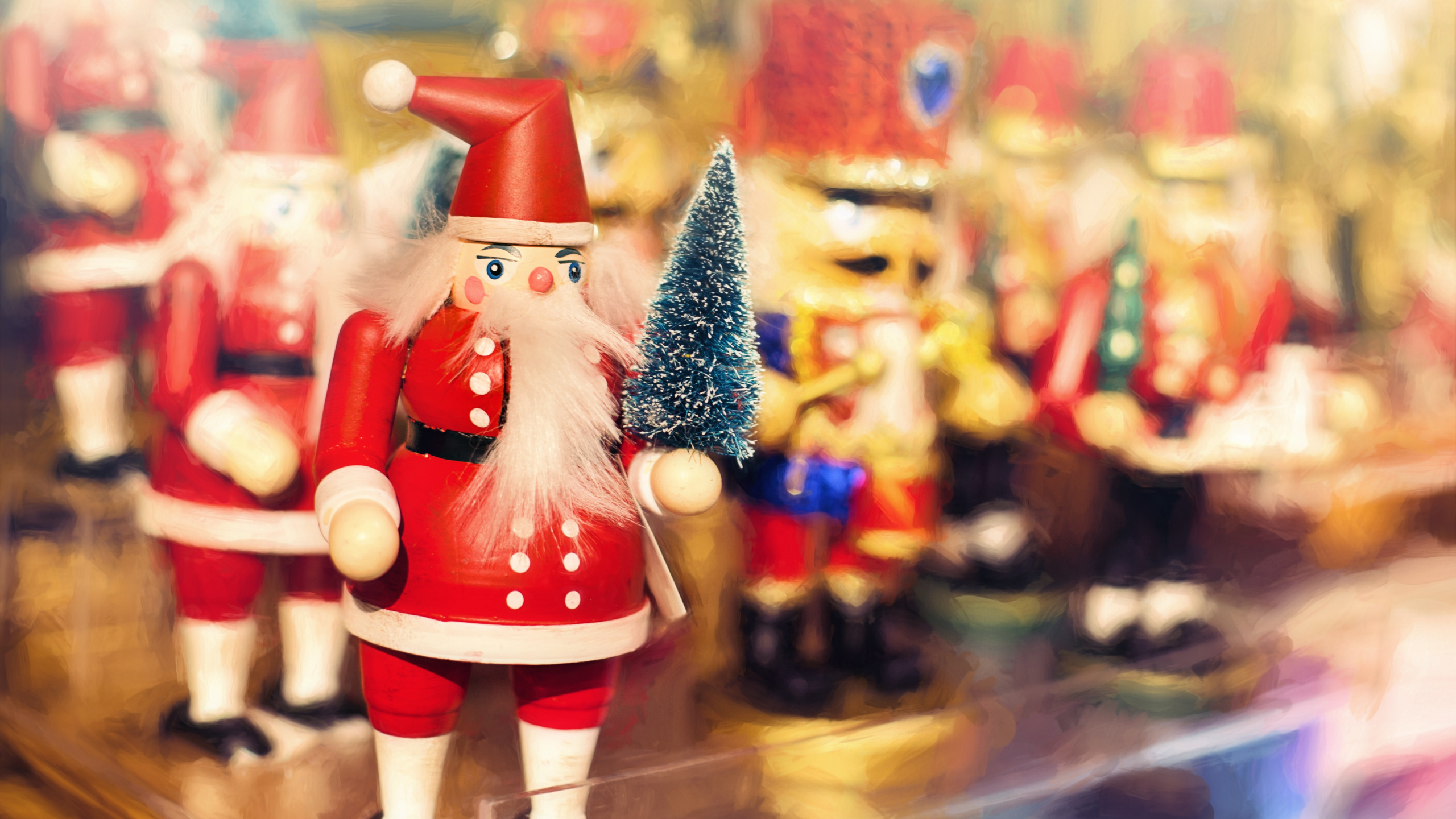 Обои Щелкунчик кукла, Рождественский день, Санта-Клаус, Щелкунчик, игрушка в разрешении 2560x1440