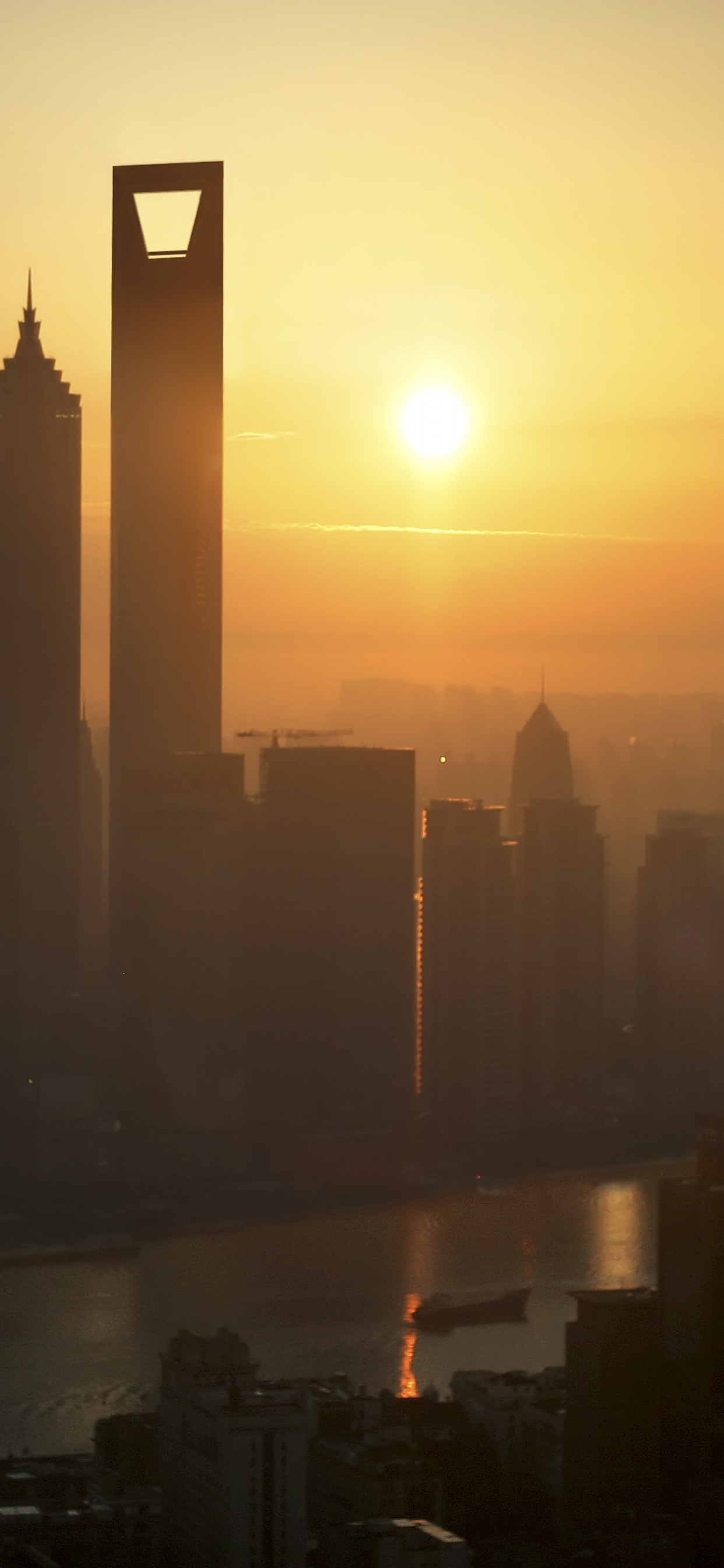 Обои Парк Хаятт Шанхай, Хаятт, Парк Хаятт, город, восход солнца в разрешении 1242x2688