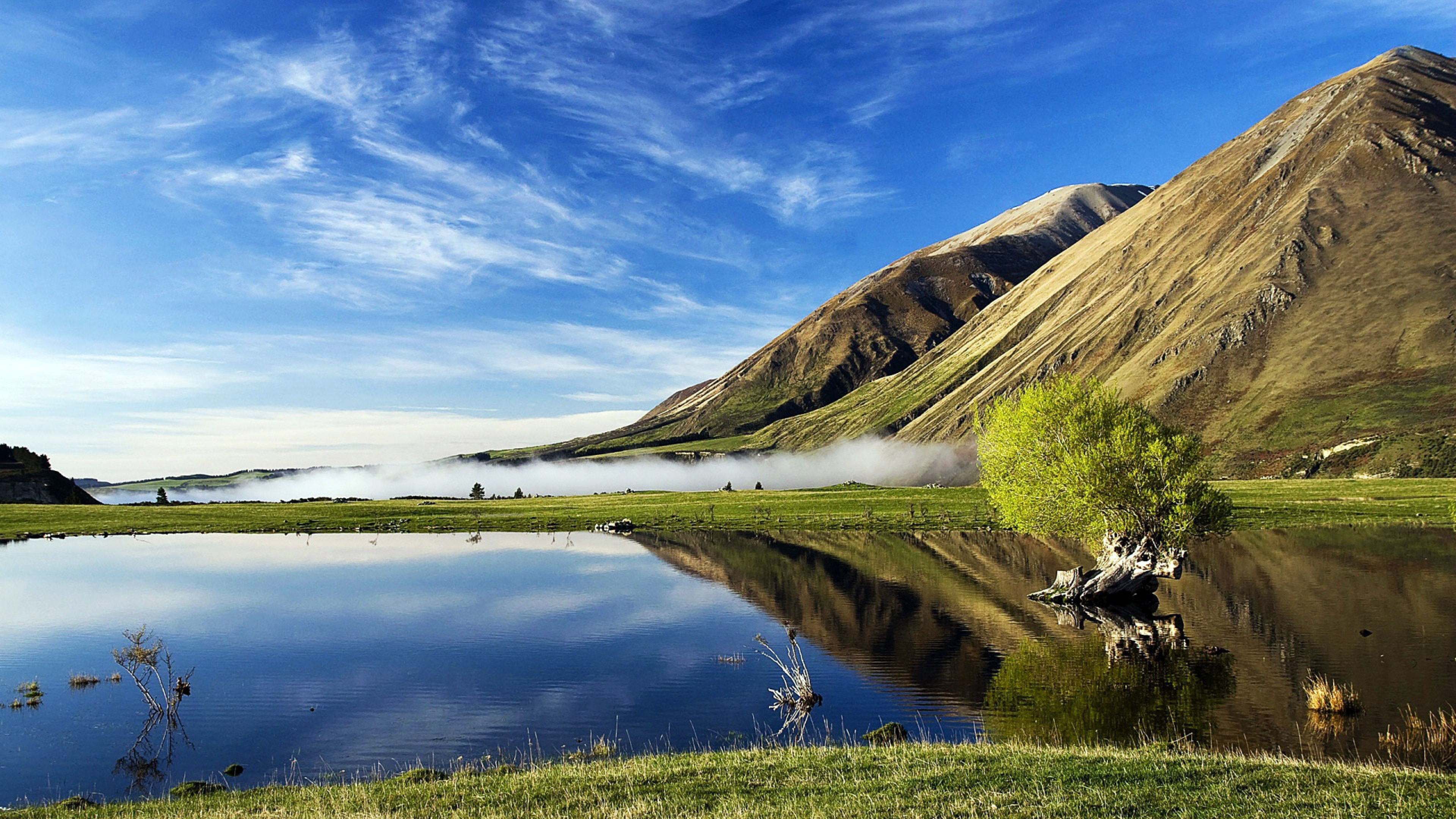 Обои природный ландшафт, природа, отражение, вода, гора в разрешении 3840x2160