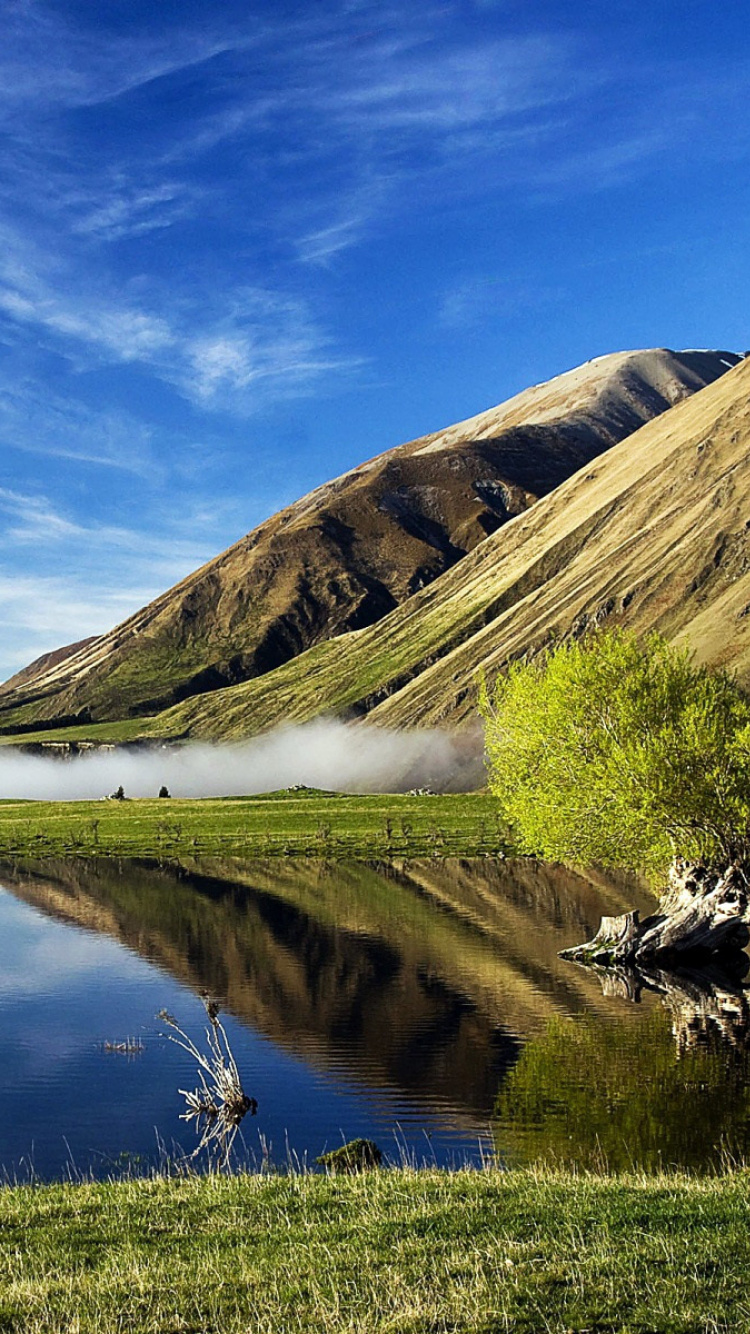 Обои природный ландшафт, природа, отражение, вода, гора в разрешении 750x1334