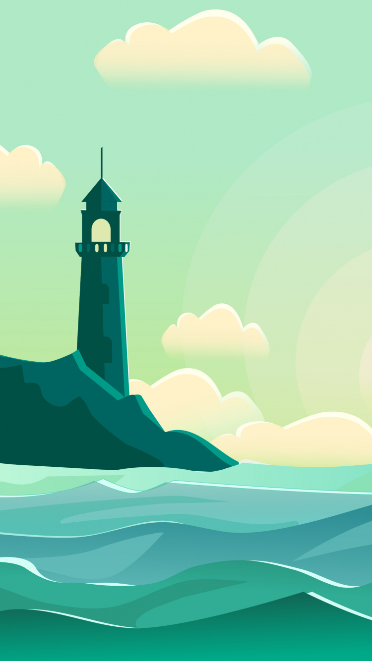 Обои вода, зеленый, вышка, природный ландшафт, иллюстрация в разрешении 750x1334