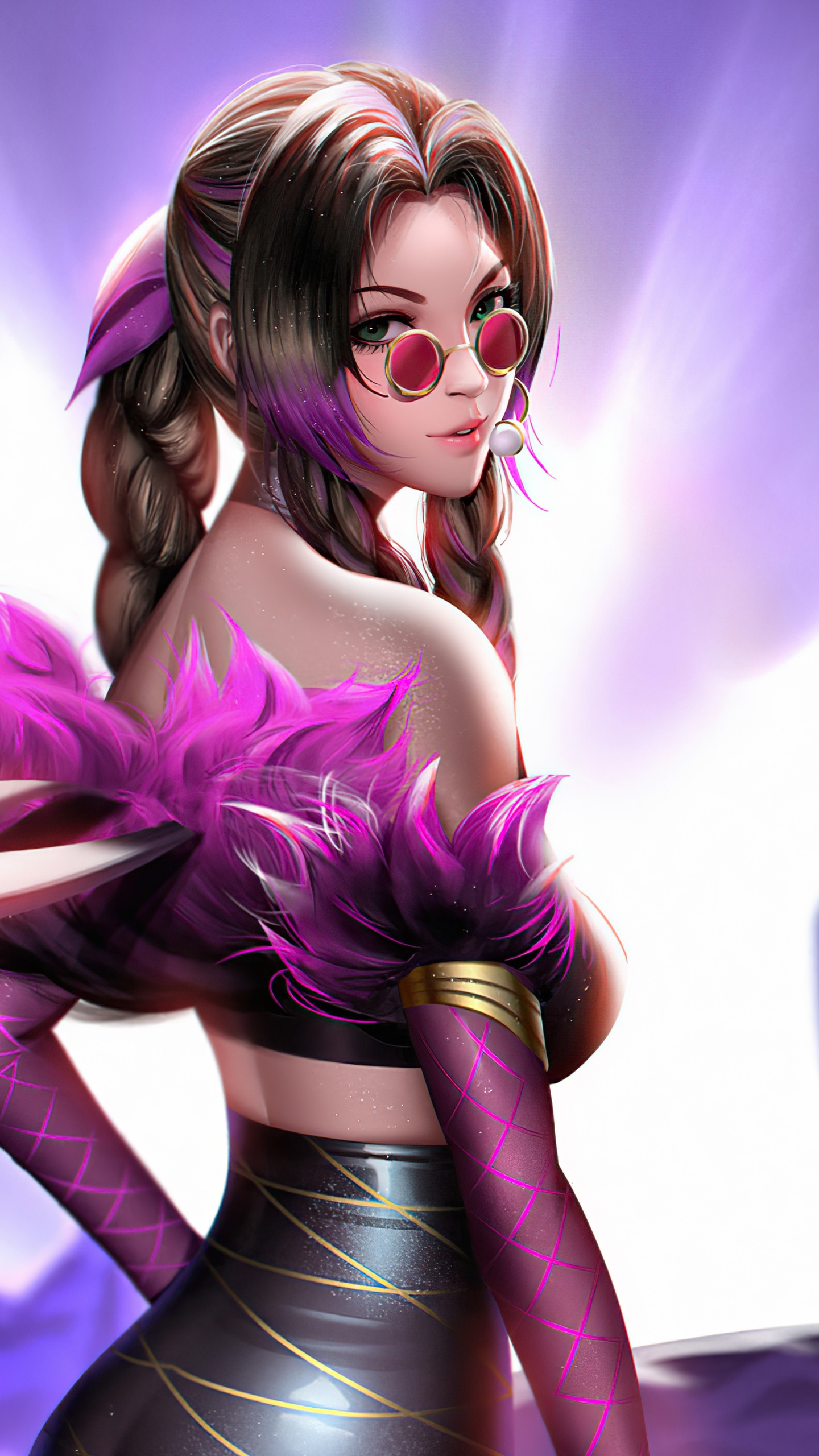 Обои аниме, Лига легенд, К ДА, все вон, море в разрешении 1440x2560