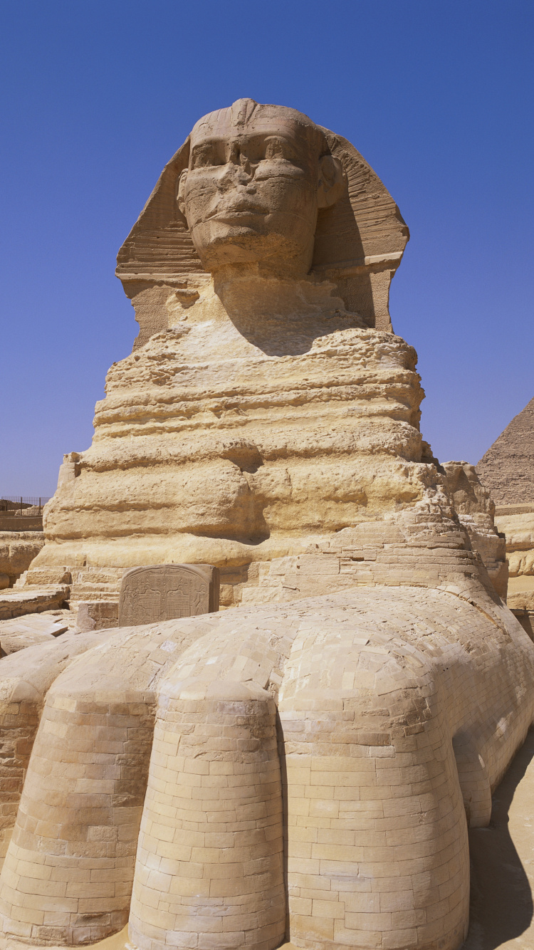 Обои Великий Сфинкс Гизы, египетская пирамида, пирамида, историческое место, древняя история в разрешении 750x1334