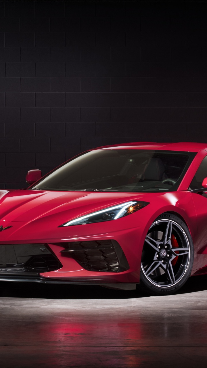 Обои Chevrolet Corvette 2021 года, Шевроле, спорткар, Дженерал Моторз, corvette stingray в разрешении 720x1280