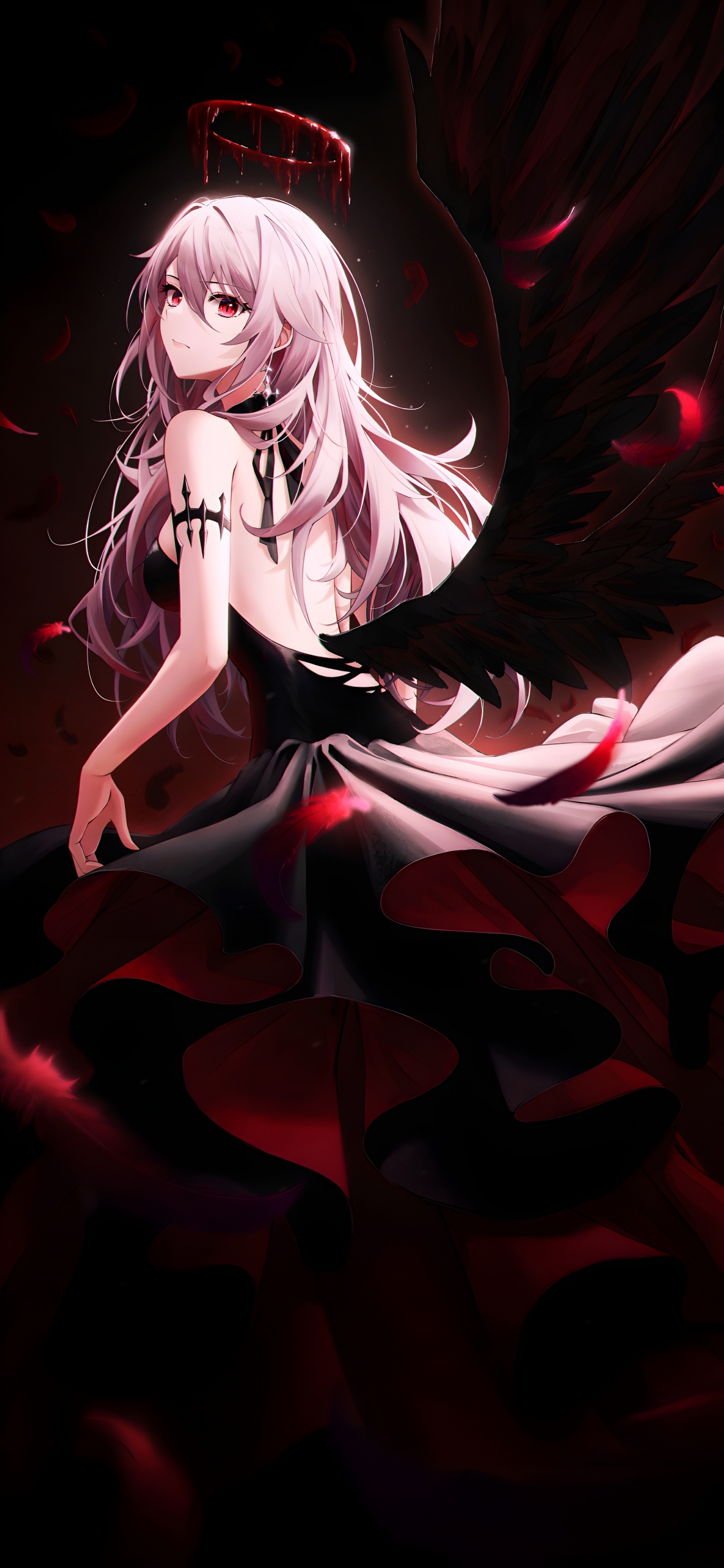 Обои растение, мультфильм, пурпурный цвет, арт, темнота в разрешении 1125x2436