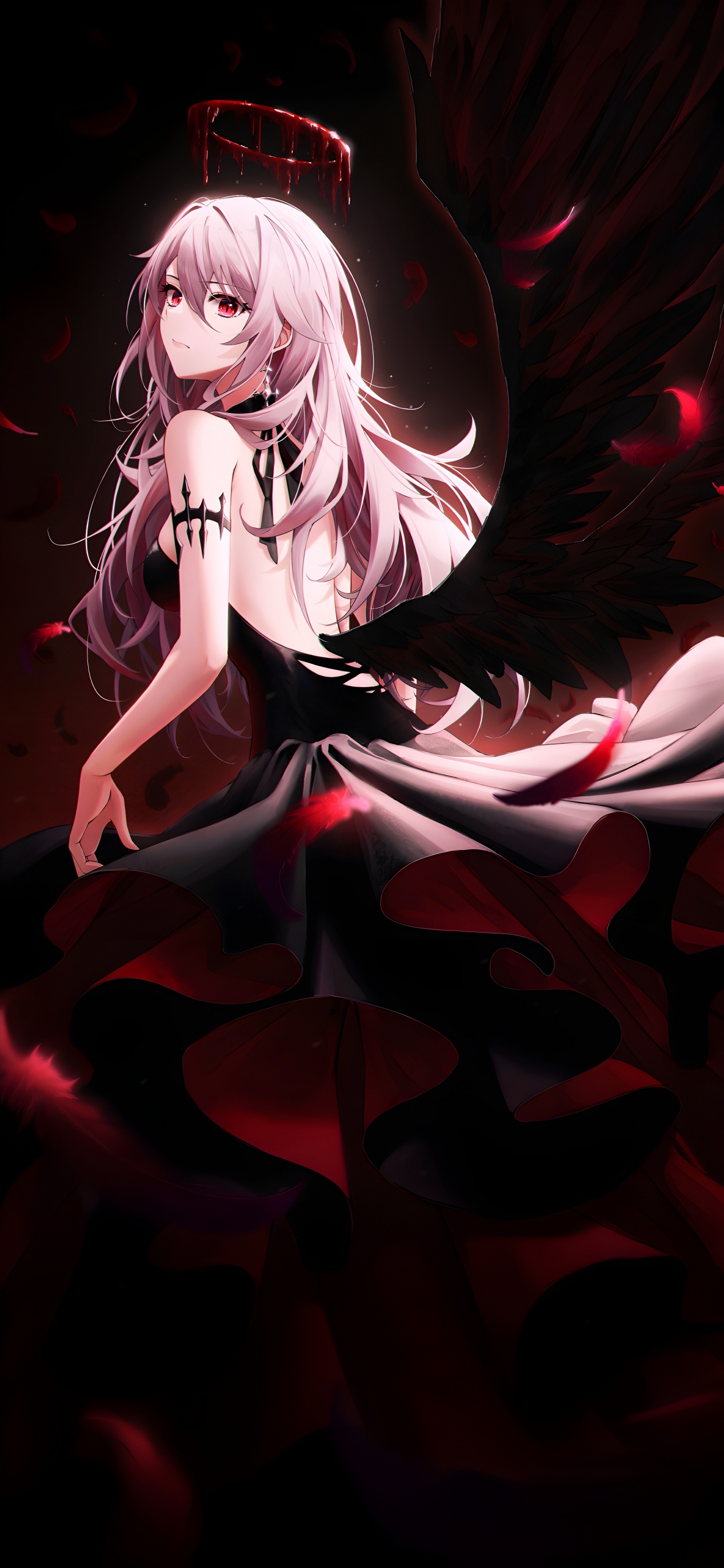 Обои растение, мультфильм, пурпурный цвет, арт, темнота в разрешении 1242x2688