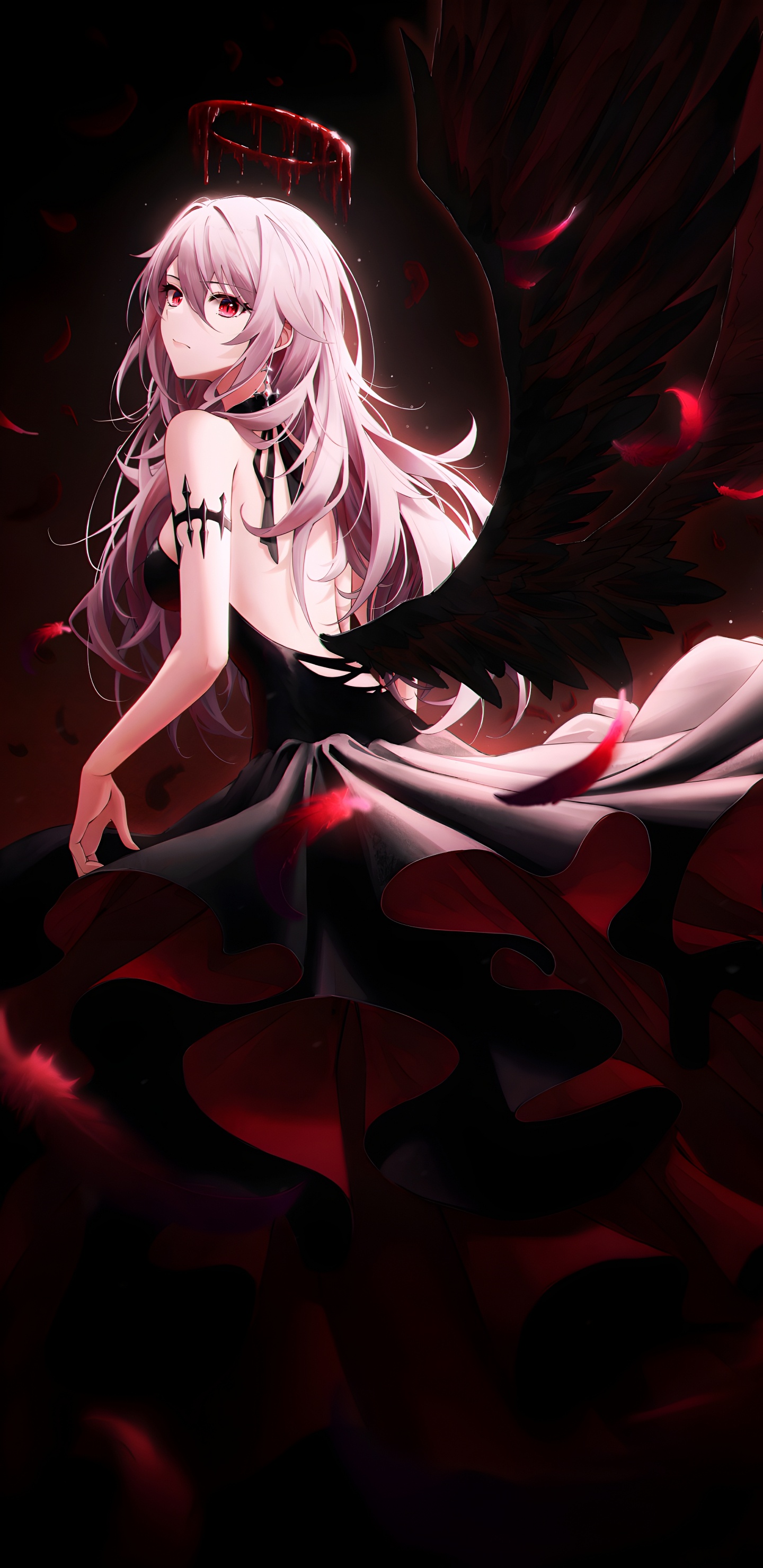 Обои растение, мультфильм, пурпурный цвет, арт, темнота в разрешении 1440x2960