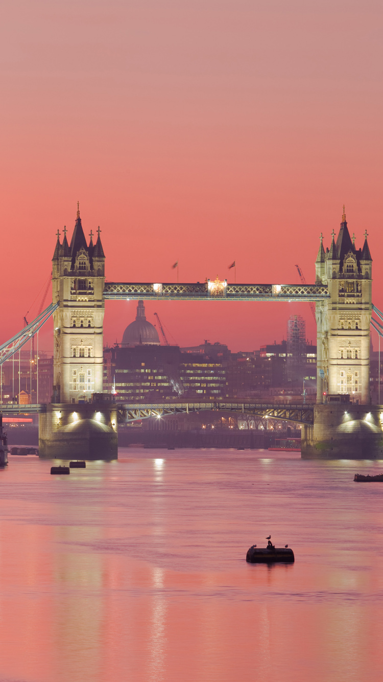 Обои тауэрский мост, лондонский Тауэр, река темза, линия горизонта, городской пейзаж в разрешении 750x1334