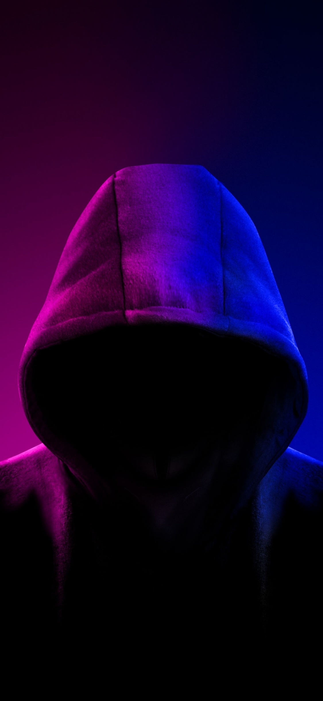 Обои портрет, арт, капюшон, цифровое искусство, хакер в разрешении 1125x2436