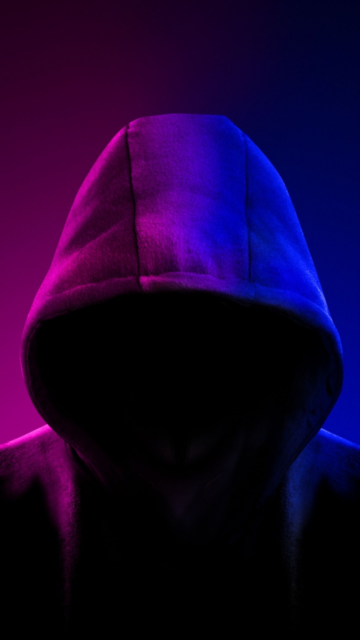 Обои портрет, арт, капюшон, цифровое искусство, хакер в разрешении 720x1280