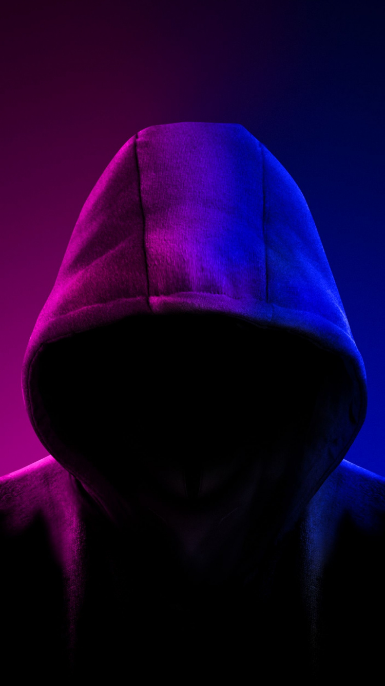 Обои портрет, арт, капюшон, цифровое искусство, хакер в разрешении 750x1334