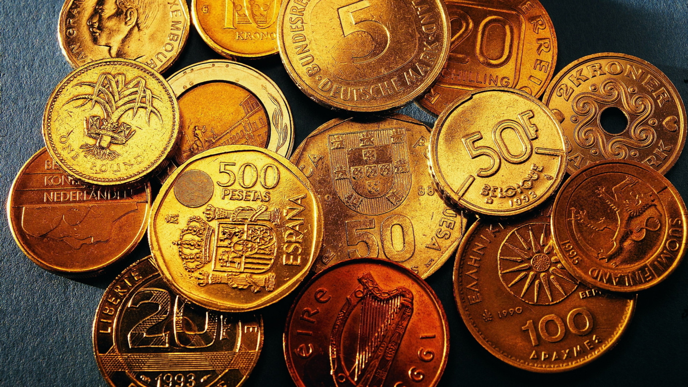 Обои монета, золото, деньги, Валюта, наличные деньги в разрешении 1366x768