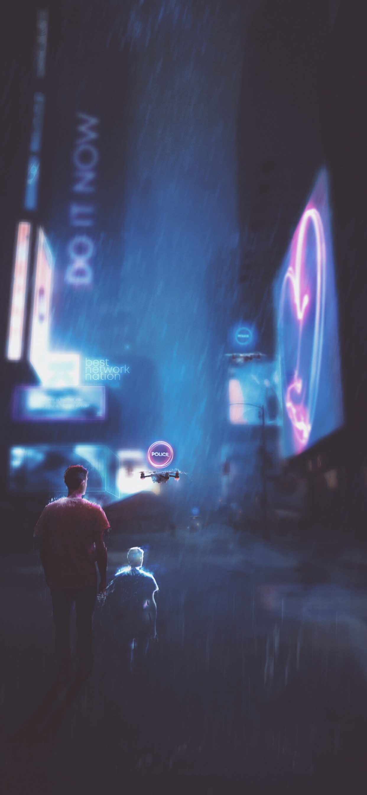 Обои Киберпанк, Киберпанк 2077, футуризм, синий, свет в разрешении 1242x2688