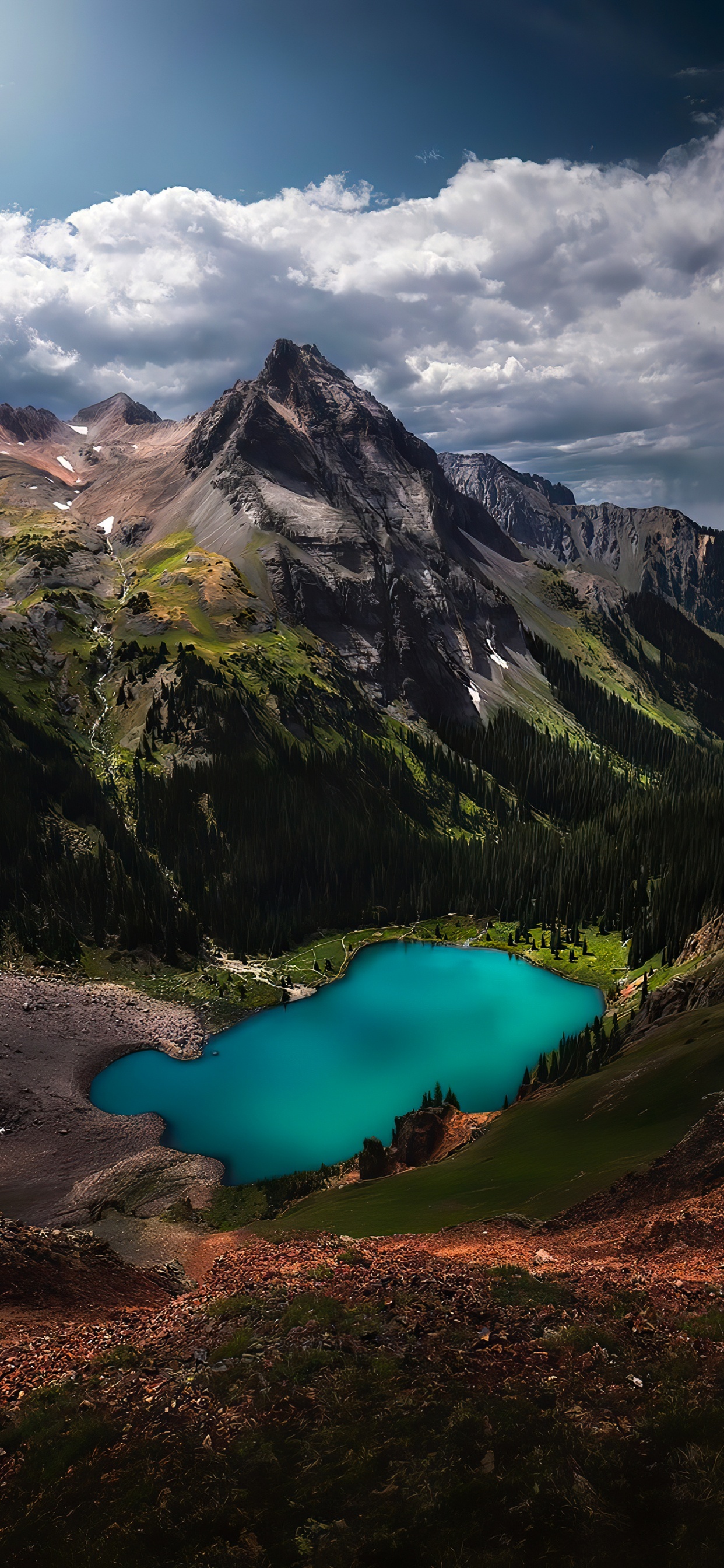 Обои природа, вода, облако, гора, гидроресурсы в разрешении 1242x2688