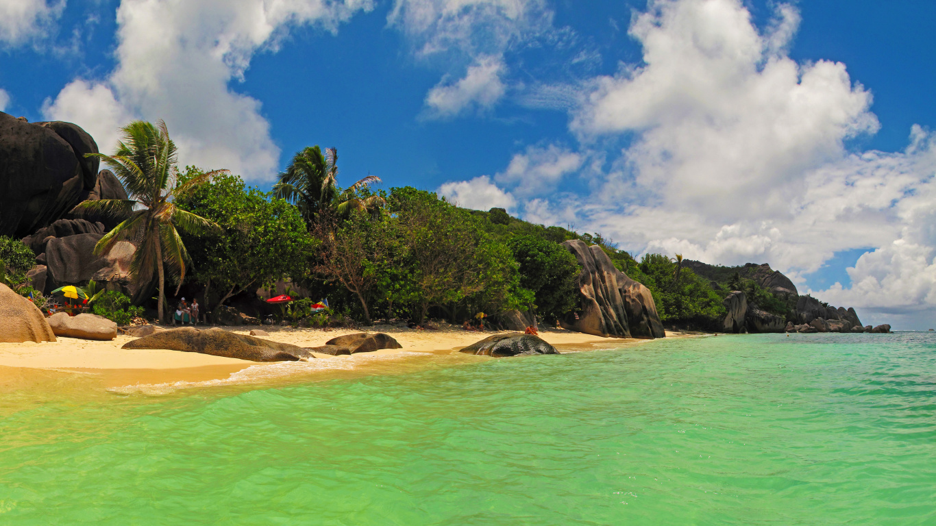 Обои ла диг, пляж, море, побережье, тропическая зона в разрешении 1366x768