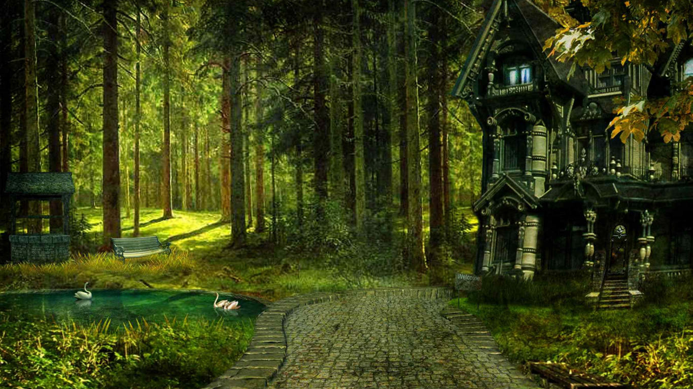 Обои природа, дерево, лес, растительность, лесистая местность в разрешении 1366x768