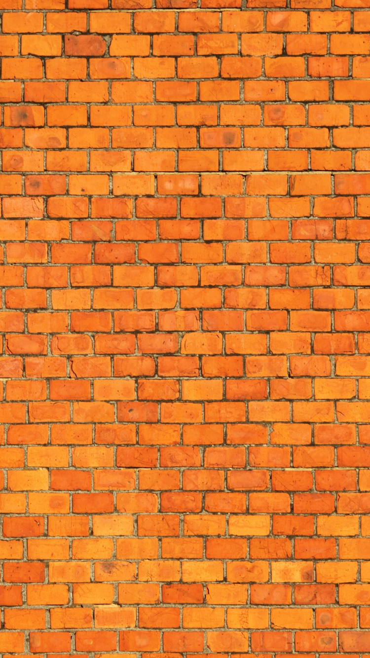 Обои кирпич, кирпичная кладка, стена, Апельсин, узор в разрешении 750x1334