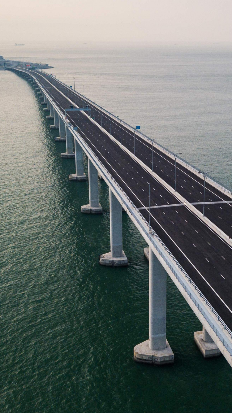 Обои Мост Гонконг KongZhuhaiMacau, жухай, материковый Китай, мост, воздушная линия в разрешении 750x1334