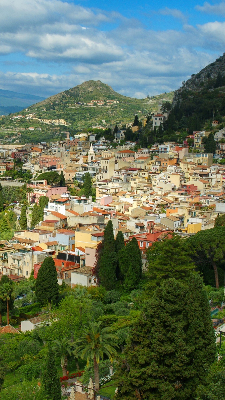Обои Таормина, Мессина, Рим, горная деревня, горный рельеф в разрешении 720x1280