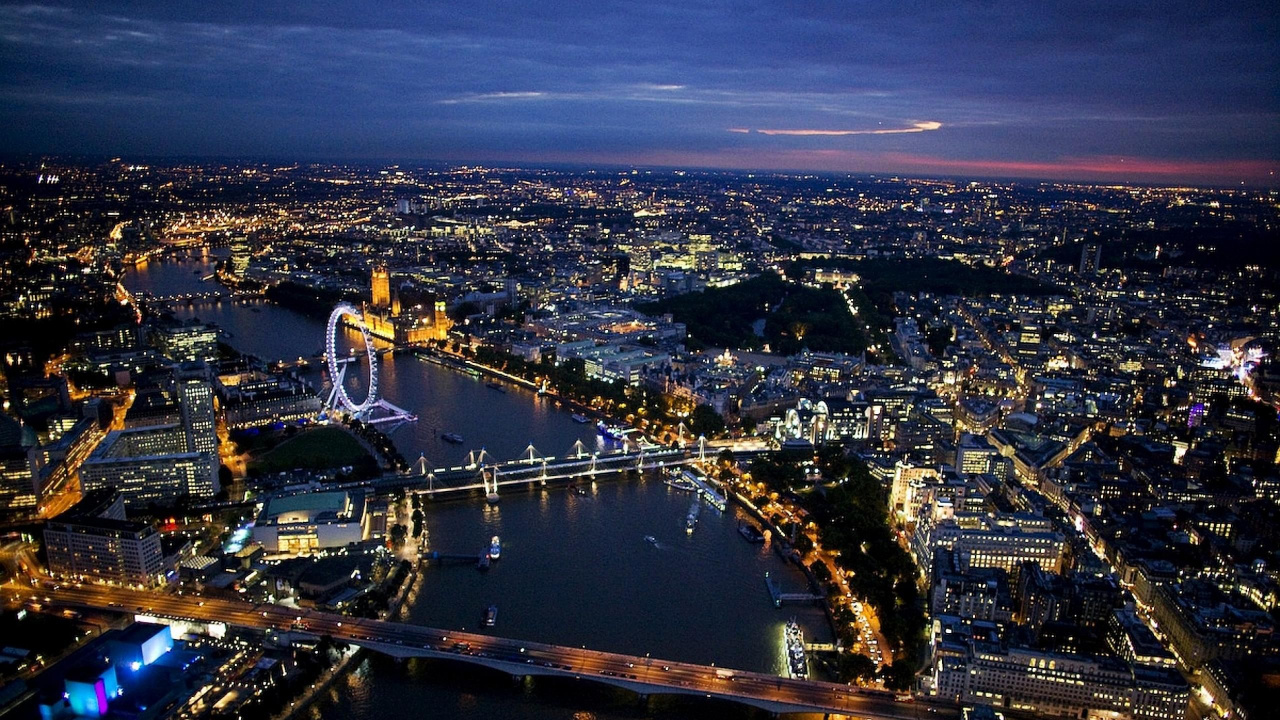 Обои ночь, река темза, городской пейзаж, город, городской район в разрешении 1280x720