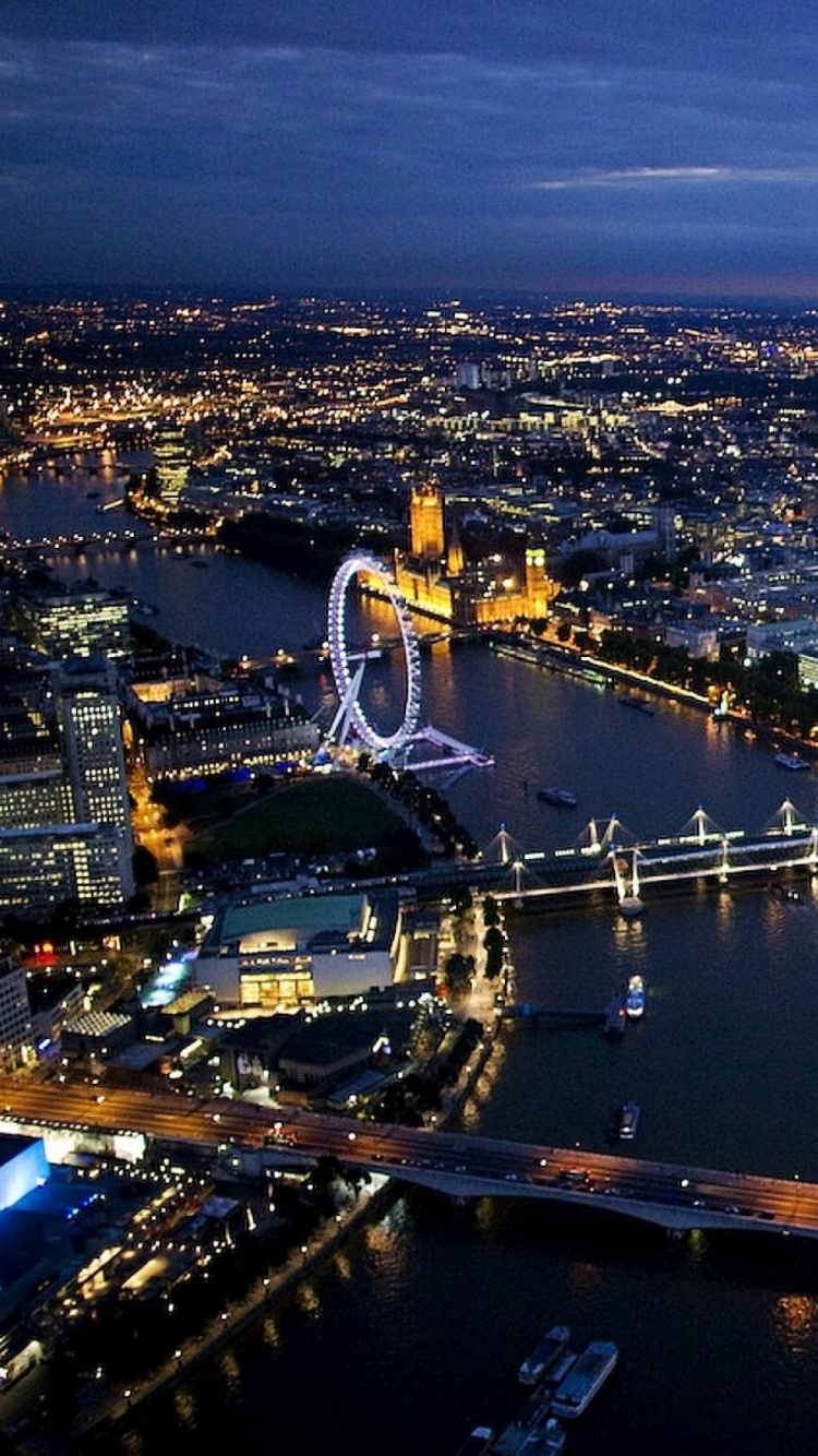 Обои ночь, река темза, городской пейзаж, город, городской район в разрешении 750x1334