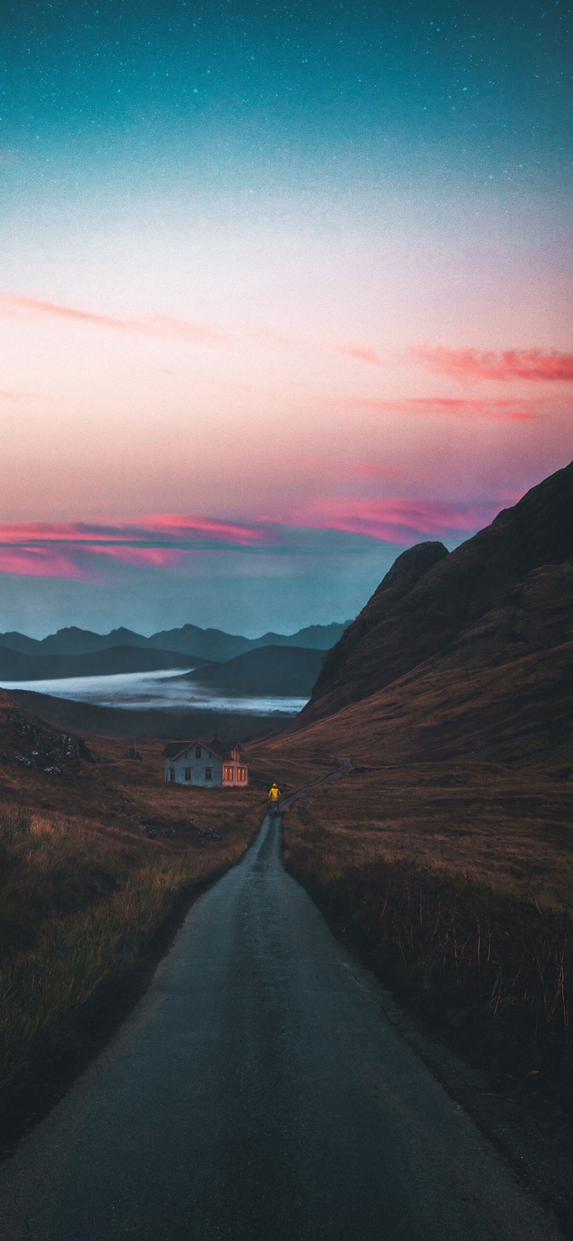 Обои природа, пейзаж, стена, живопись, облако в разрешении 1125x2436