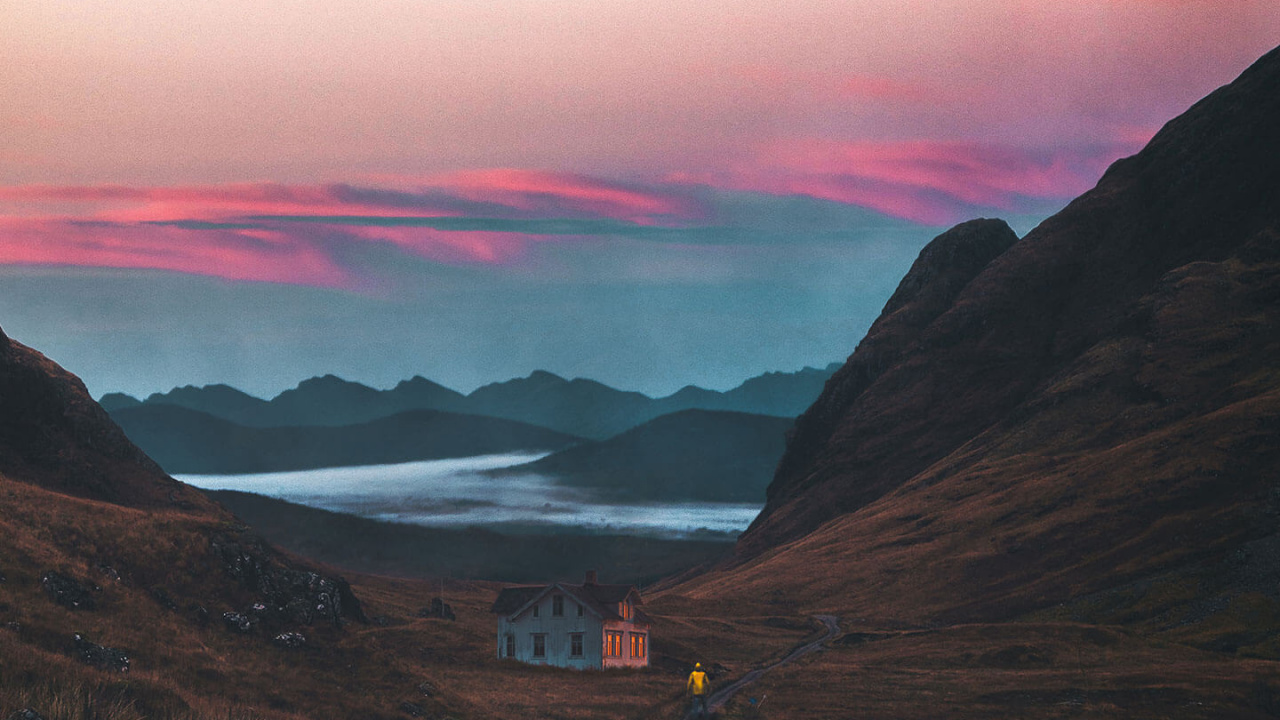 Обои природа, пейзаж, стена, живопись, облако в разрешении 1280x720