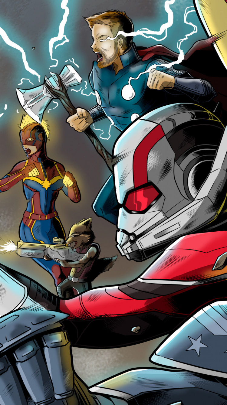 Обои Мстители Эндшпиль, супергерой, арт, marvel, комиксы в разрешении 750x1334