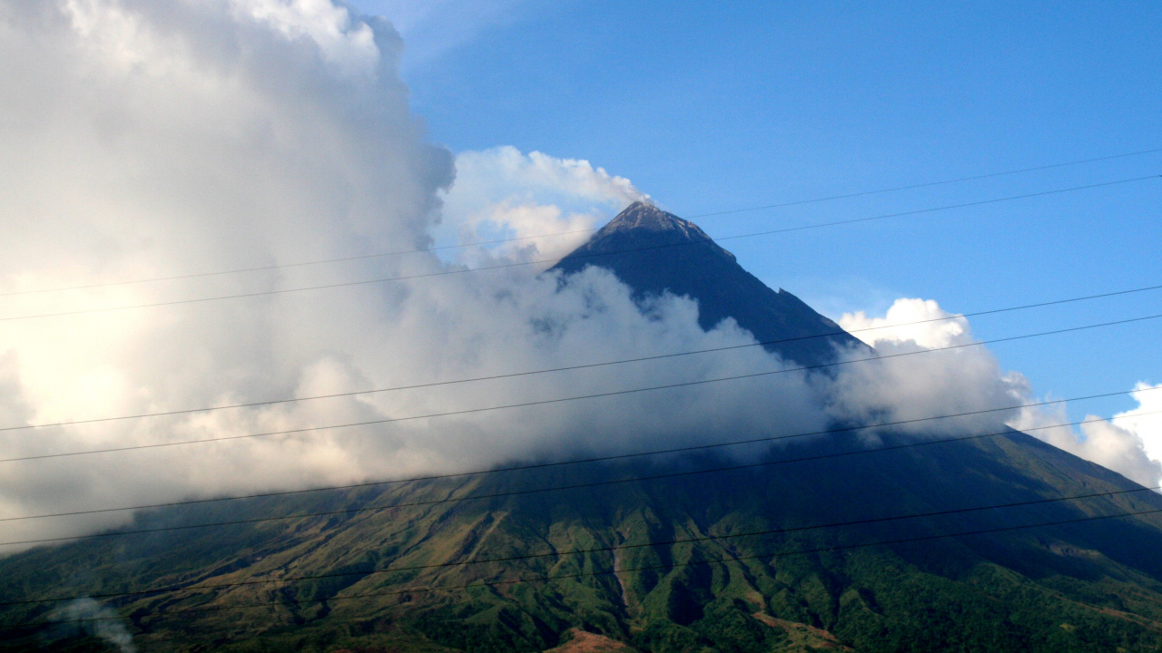 Обои вулкан Майон Азии, Вулкан Тааль, вулкан, пейзажи гор, гора в разрешении 1280x720
