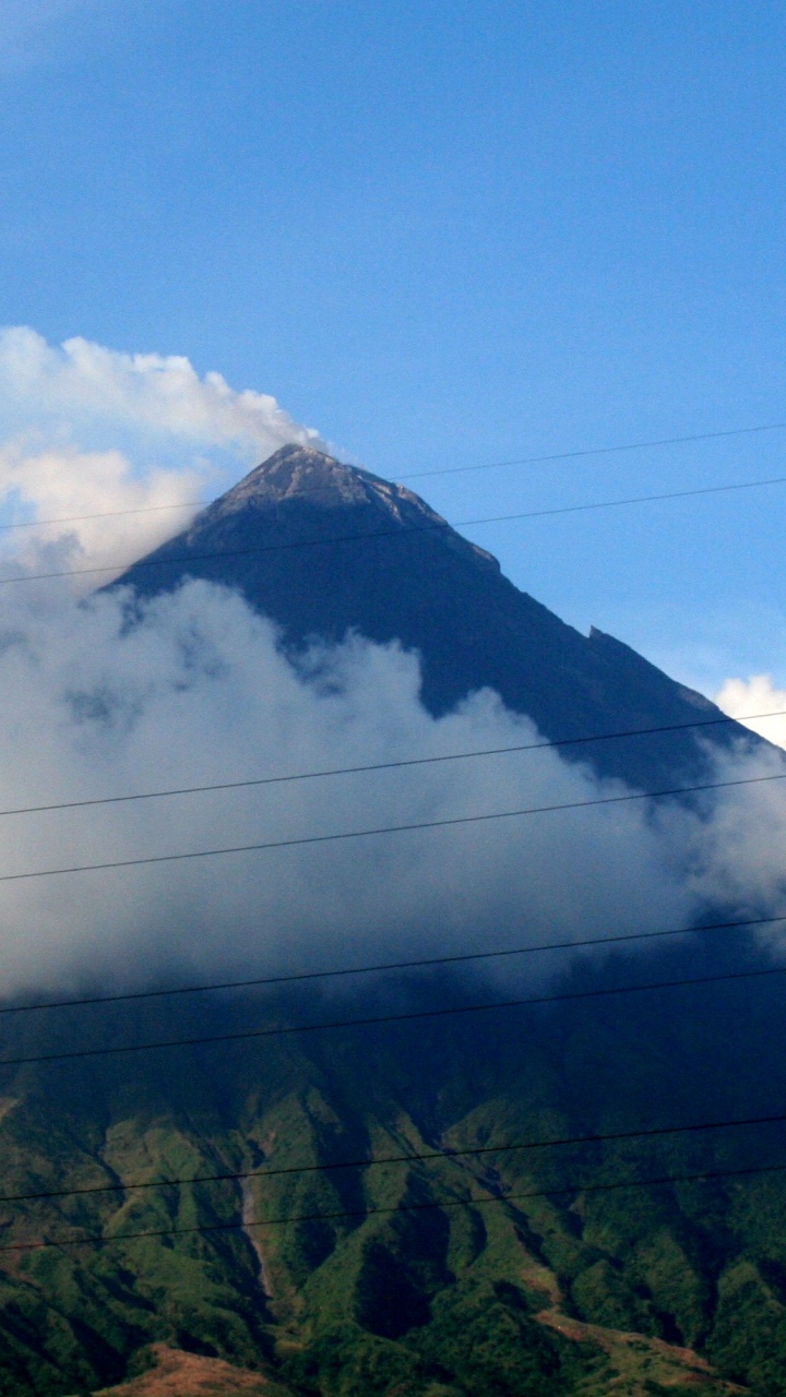 Обои вулкан Майон Азии, Вулкан Тааль, вулкан, пейзажи гор, гора в разрешении 720x1280