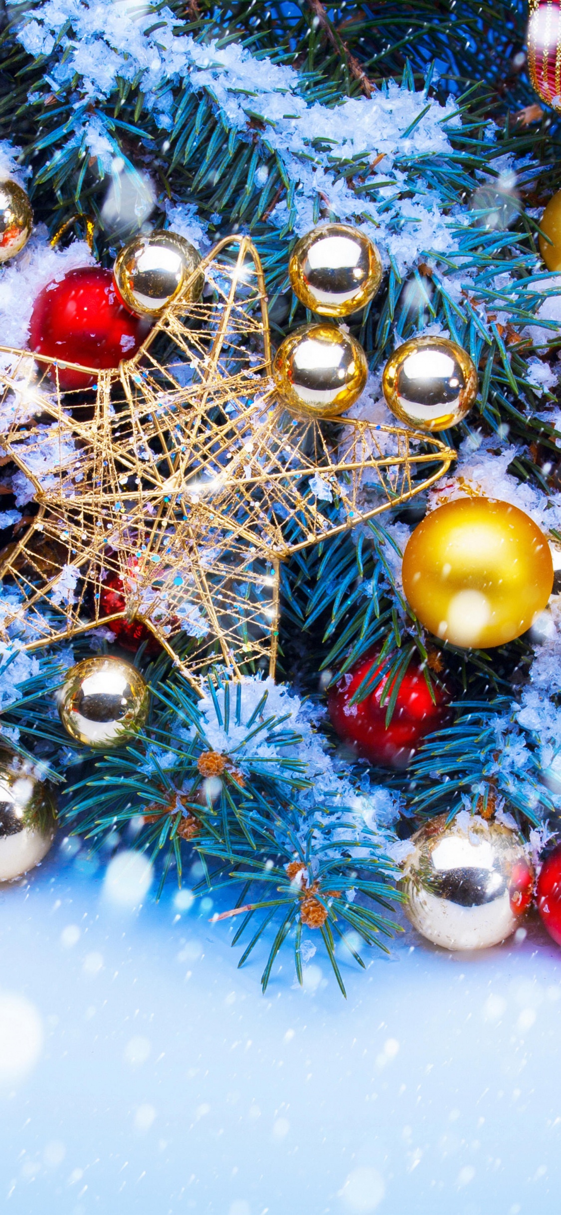 Обои Рождественский день, рождественский орнамент, Рождественские украшения, Рождество, дерево в разрешении 1125x2436